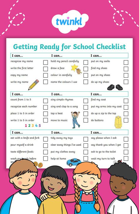 Use this handy checklist to tick off when your children can do each task ready for starting school! #twinkl #twinklparents #parenting #parents #schoolready #checklist #EYFS #activity #tick #success #children #kids #resource #parent #school #primaryschool School Transition Day Ideas, Literacy Eyfs Activities Preschool, School Readiness Checklist, Transition To Primary School Activities, Starting Reception School, Starting School Activities Eyfs, School Readiness Activities Preschool, School Readiness Activities, Primary School Activities