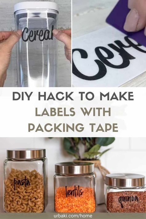 Packing Tape Labels Diy, Bottle Labels Diy, Make Labels, Organize Your Pantry, Make Your Own Labels, Apartment Checklist, Diy Hack, Tape Stickers, Diy Pantry