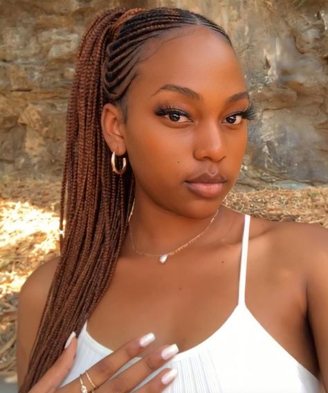 Plaited Hairstyles, Feed In Braids Ponytail, Feed In Ponytail, Cornrow Ponytail, Feed In Braids, Africa Style, Cornrows Styles, Braided Hairdo, Feed In Braids Hairstyles