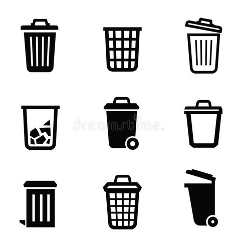 Trash can icon. Vector black trash can icon on white background , #AFF, #Vector, #icon, #Trash, #black, #background #ad Black Trash Can, Tattoo Trash, Sign System, Trash Can For Car, Bullet Journal Aesthetic, Car Trash, Vintage Logo Design, Black And White Background, Ipad Art