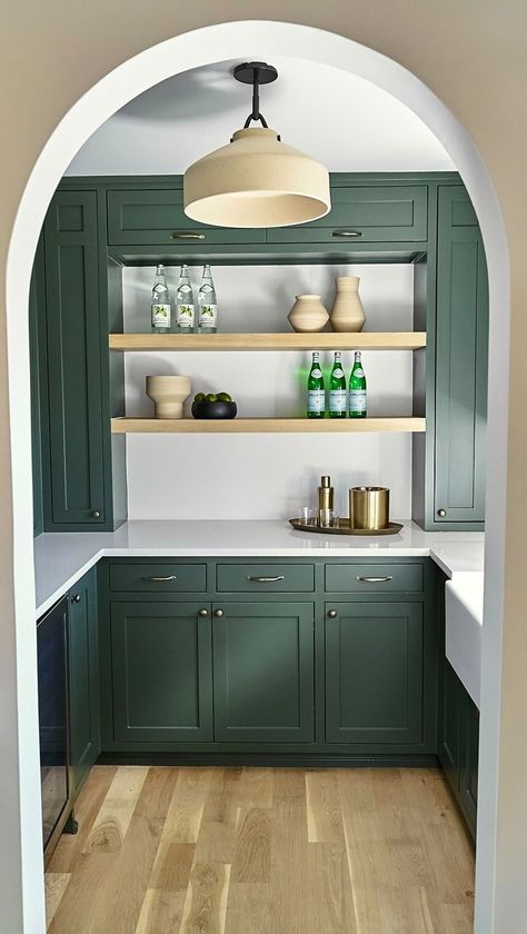 BuildTX Solutions (@buildtxsolutions) • Instagram photos and videos Green Butlers Pantry, Pantry With Shelves, Butler Pantry Decor, Modern Farmhouse Pantry, Chic Modern Farmhouse, Dining Room Built Ins, Pantry Decor, White Oak Kitchen, Farmhouse Pantry