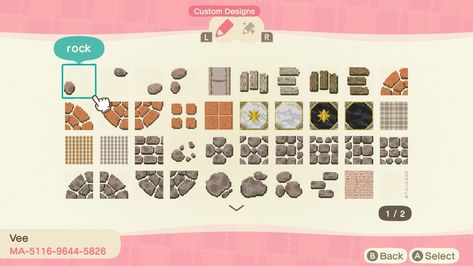 Rock Path, Acnh Paths, Motif Acnl, Acnh Cottagecore, Animal Crossing 3ds, Ac New Leaf, Animal Crossing Guide, Acnh Designs, Animal Crossing Qr Codes Clothes