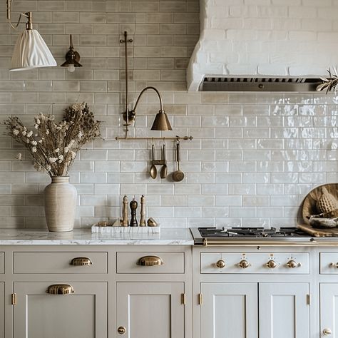 Kitchen Cabinets With White Countertops, French Country Kitchen Backsplash, Cabinets With White Countertops, Full Height Backsplash, Backsplash Behind Stove, Country Kitchen Backsplash, Ranch Kitchen Remodel, Kitchen Renovation Inspiration, Devol Kitchens