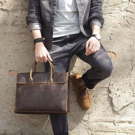 Leather Laptop Bag For Men, Men Briefcase, Men's Briefcase, Handmade Leather Tote Bag, Laptop Business, Business Travel Bag, Waxed Canvas Backpack, Canvas Duffle Bag, Laptop Handbag