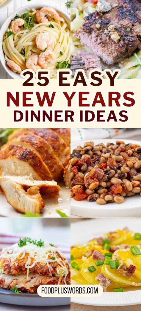 Celebrate the new year with these flavorful New Year’s dinner recipes. These easy and satisfying meals are ideal for gatherings or a cozy celebration for two. Hosting a dinner party or enjoying time with family is made special with these ideas that combine traditional favorites with fun and simple recipes to start the year on a high note. Black Eye Peas Crockpot, Meatball Kabobs, Christmas Drink Recipes, Recipes For Hosting, Scalloped Potatoes Crockpot, Fudge Christmas, Ham Dishes, Italian Style Meatballs, Holiday Fudge