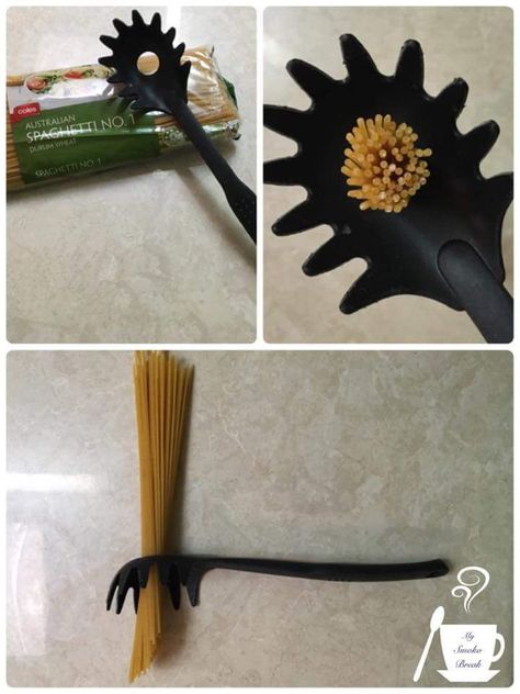 20 Everyday Life Hacks - That hole in your spaghetti spoon lets you measure one serving of dry pasta. Pasta Spoon, Mind Blowing Facts, Everyday Objects, Kitchen Hacks, Household Hacks, Serving Size, Things To Know, Mind Blown, Food Hacks