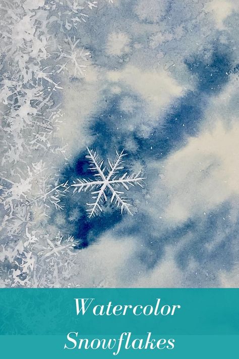 Painting Snowflakes, Watercolor Snowflake, Watercolor Christmas Cards Diy, Diy Watercolor Cards, Christmas Card Tutorials, Winter Art Lesson, Family Clipart, Illustration Flower, Animals Watercolor