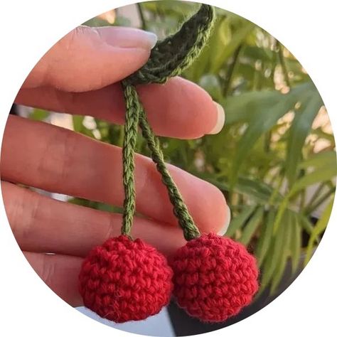 Learn to crochet adorable cherries with our easy pattern, perfect for beginners, these soft amigurumi cherries add charm to any space. Baby Gym Toys, Cherry Strawberry, Play Food Set, Cherry Baby, Strawberry Baby, Crochet Fruit, Crib Toys, Food Patterns, Crochet Food