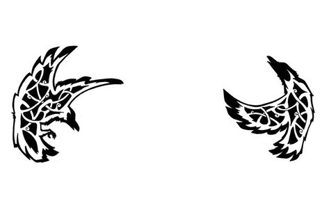 Huginn and Muninn, for front shoulders.  (Odin's Ravens - 'thought' and 'memory') Thought And Memory Ravens Tattoo, Muninn And Huginn Tattoo, Hugging And Muninn, Huginn Muninn Tattoo, Odens Ravens, Huggin Muninn Tattoo, Hugin And Munin Tattoo, Huginn And Muninn Tattoo, Odins Ravens Tattoo