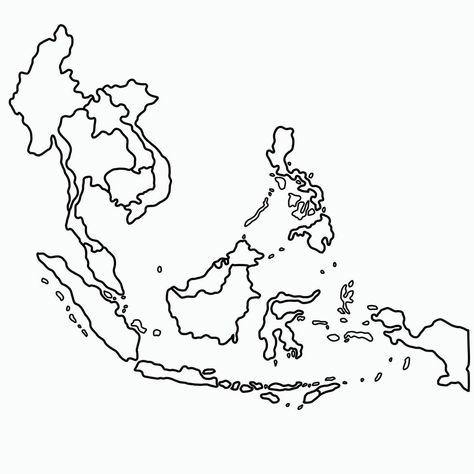 Timog Silangang Asya Map Drawing, Map Of Asia Drawing, Asia Map Outline, Peta Asia Tenggara, Asean Map, Peta Asean, Asia Drawing, South East Asia Map, Southeast Asia Map