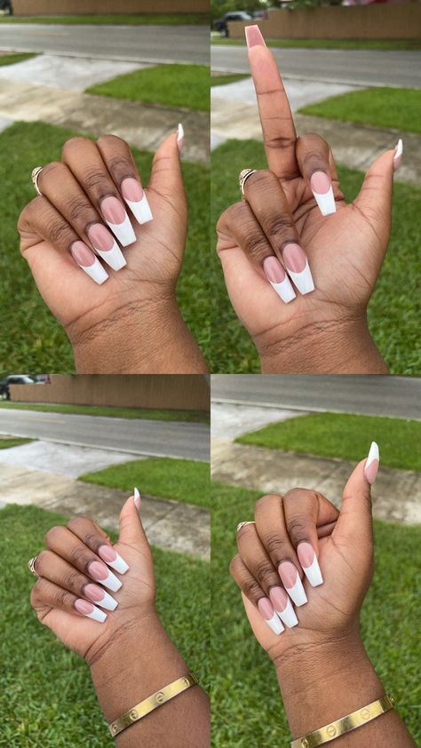 Tapered Square Nails Vs Coffin, Coffin Shape French Tip Nails, French Nails Coffin Shape, Long French Tip Nails Coffin, French Tips Coffin Shape, Ballerina French Tip Nails, French Tip Coffin Acrylic Nails, Thick French Tip, Deep French Tip Nails