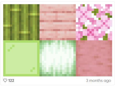 Cute Love Minecraft Builds, Minecraft Blocks Palette, Minecraft Color Pallets, Minecraft Build Palette, Block Pallet Ideas Minecraft, Minecraft Colour Palette, Cute Pink Minecraft House, Minecraft Palettes, Minecraft Block Palette