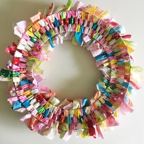 How to Make a Rag Wreath - Simple Simon and Company Fabric Wreath Tutorial, Patriotic Fabric Crafts, Rag Wreath Tutorial, Simple Wreath, Tulle Wreath, Diy Fabric Crafts, Fabric Wreath, Rag Wreath, Wire Wreath