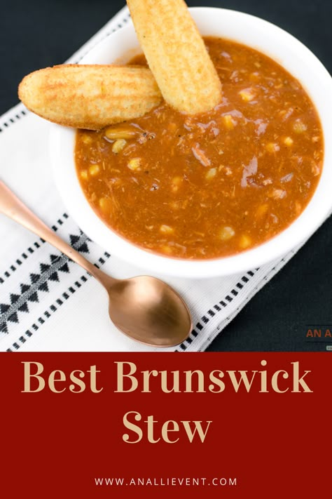 Homemade Brunswick Stew Recipe, Easy Brunswick Stew, Best Brunswick Stew Recipe, Brunswick Stew Recipe, Brunswick Stew, Delicious Soup Recipes, Pulled Chicken, Soup And Stew, Bbq Pulled Pork