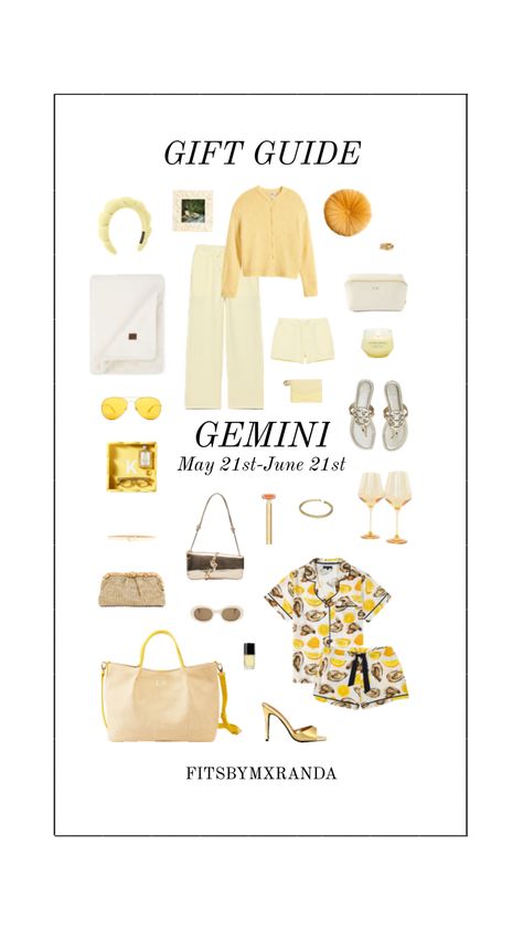 Gift Guide: Gemini | #outfitinspo #giftideas #gift #gifts #giftguideforher #christmas #yellow #gemini Christmas Yellow, Gift Guide, Gift Ideas, Yellow, Christmas, Gifts, Quick Saves, Color