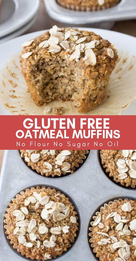 Healthy Oatmeal Muffins - Most muffins = junk food! This recipe uses no refined sugar, no oil & no flour. Must try! #glutenfree #sugarfree #nooil #oatmealmuffins #muffins #healthymuffins #brendid Gluten Free Oatmeal Muffins, Oatmeal Treats, Oatmeal Raisin Muffins, Oatmeal Muffins Healthy, Recipe Oatmeal, Oatmeal Muffin Recipes, Raisin Muffins, Healthy Muffin, Banana Oatmeal Muffins