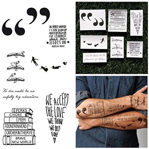 Books and Quotes Temporary Tattoo Pack (Set of 10) ** Be sure to check out this awesome product. (This is an affiliate link) Expecto Patronum Tattoo, Peter Pan Book, Dragonfly Tattoo Design, Literary Tattoos, Owl Tattoo Design, Disney Tattoo, Tattoo Transfers, Dragonfly Tattoo, Books Quotes