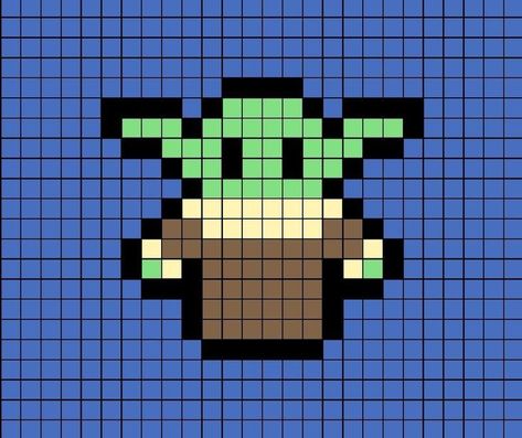 Pixel art template of baby Yoda (Gro-gu) from Star Wars', The Mandalorian. Pixel Art Easy, Modele Pixel Art, Easy Pixel Art, Pixel Art Templates, Hama Beads Design, 8bit Art, Pixel Drawing, Pixel Crochet, Pixel Art Grid