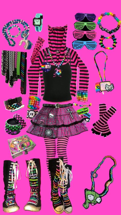 #scene #scenekid #colorful Subtle Scene Outfits, Scene Moodboard, Scene Wardrobe, Scene Fits, Scene Fit, Scene Clothes, Scene Clothing, Scene Queen, Scene Style