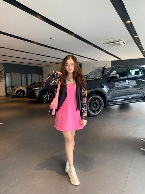 Pink Dress Black Jacket, Jersey Jacket Outfit, Converse Fits, Dress Leather, Country Dresses, Jersey Jacket, Princess Aesthetic, Leather Dresses, Black Jacket