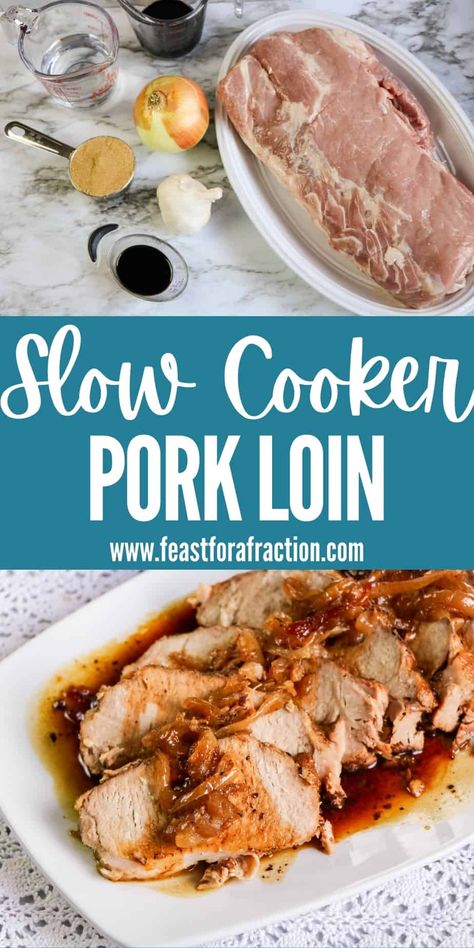 Slow Cooker Pork Loin delivers tender, juicy pork every time and it’s completely hands-off. Flavored with brown sugar and balsamic vinegar, we also get a luxurious sauce. Pork Loin In Oven, Pork Loin Recipes Slow Cooker, Pork Loin Crock Pot Recipes, Bbq Pork Loin, Crockpot Pork Loin, Slow Cooker Pork Loin, Cooking Pork Tenderloin, Slow Cooker Recipes Pork, Pork Loin Recipes