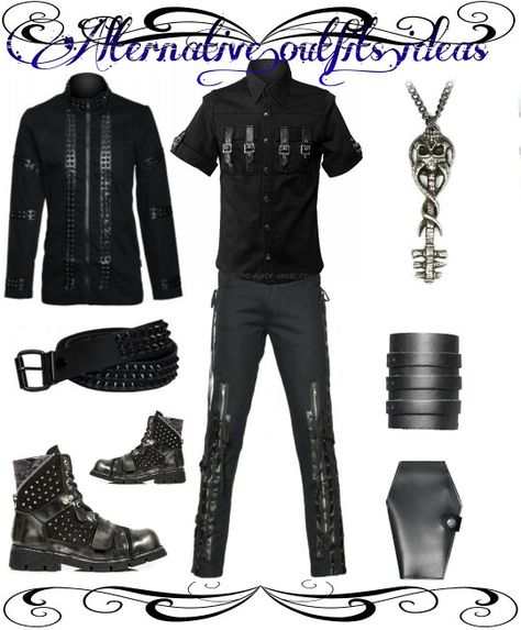 Mens outfit Outfit Polyvore, Goth Outfit, Items For Men, Body Adornment, Rock Fashion, Punk Rock Fashion, Men's Clothes, Goth Outfits, Dark Fashion