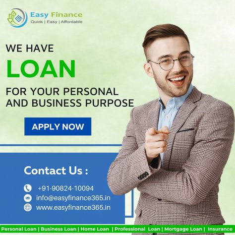 Everyone dreams, but very few achieve it. ... So, if you want to avail a personal loan & Business loan, there are few eligibility criteria that you have to meet. We Have loan For your Personal and Business Purpose. To know More details Call us on : +91 90824 10094. Facebook Link: https://www.facebook.com/easyfinancekalyan Instagram Link: https://www.instagram.com/easy.finance_ #personalloans #PersonalLoanBank #personalloansonline #businessloans #businessowner #Businessman #easyfinance #loan Business Loan Ads, Loan Creative Ads, Loan Ads, Mortgage Quotes, Personal Loans Online, Loan Money, Easy Loans, Ads Creative Advertising Ideas, Business Loan