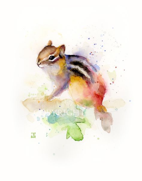 CHIPMUNK Watercolor Print, Chipmunk Painting, Animals Print, Colorful Painting, Giclee, Contemporary Home Decor, BobaPainting, from Original Boba Painting, Chipmunk Painting, Squirrel Painting, Watercolor Paintings Of Animals, Painting Animals, Gift Painting, Animal Watercolor, Animals Print, Original Wall Art