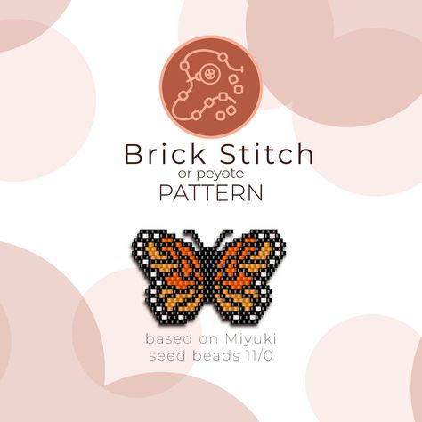 Butterfly Seed Bead Patterns, Butterfly Brick Stitch Pattern, Beaded Moth Pattern, Beaded Brick Stitch Butterfly Earrings, Beads Jewelry Making Tutorials, Brick Stitch Lilo & Stitch, Miyuki Beads Pattern, Brick Stitch Pattern, Miyuki Beads