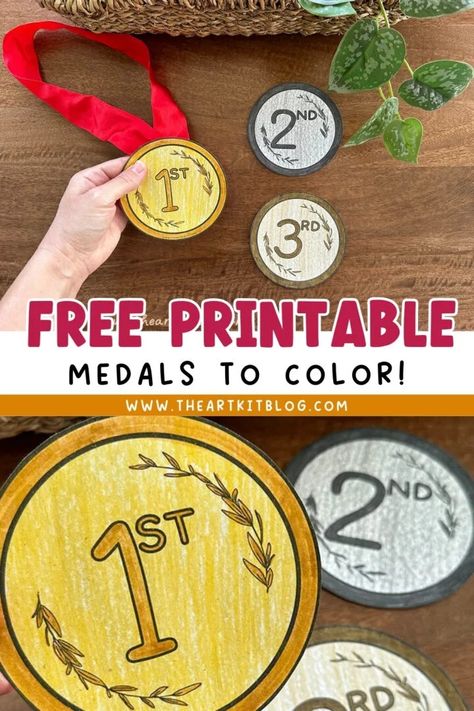 First, Second, and Third Place Medals - Free Printable DIY Craft! - The Art Kit Olympic Medal Craft, Medal Craft, Simple Paper Craft, Printable Diy Crafts, School Coloring Pages, Third Place, Bible Coloring Pages, Homeschool Inspiration, Olympic Medals