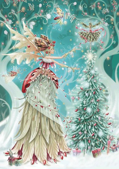 The Tiniest Fairy ~ A Yule Story for Children (Of all Ages) Christmas Journaling, Christmas Fairies, Fairy Christmas, Magical Beings, Friday Christmas, Christmas Illustrations, Illustration Noel, Garden Angels, Fairy Magic