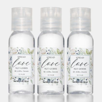 Pastel Watercolor Greenery Winter Wedding Favors Hand Sanitizer Wedding Hand Sanitizer, Spread Love Not Germs, Scented Hand Sanitizer, Baby Shower Hand Sanitizer, Wedding Graphics, Winter Wedding Favors, Bridal Shower Party Favors, Wedding Hands, Wedding Bottles