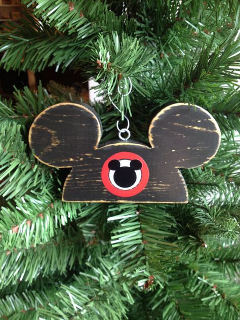 Mickey Mouse Christmas Wood Ornament  Mouseketeer Hat Ears Hand Painted Holiday Wood Ornament Distressed Primitive Disney Fish Extender Gift Disney Christmas Crafts, Mickey Mouse Christmas Ornament, Mickey Mouse Ornaments, Disney Poster, Cricut Disney, Disney Christmas Decorations, Disney Christmas Tree, Disney Christmas Ornaments, Fish Extender