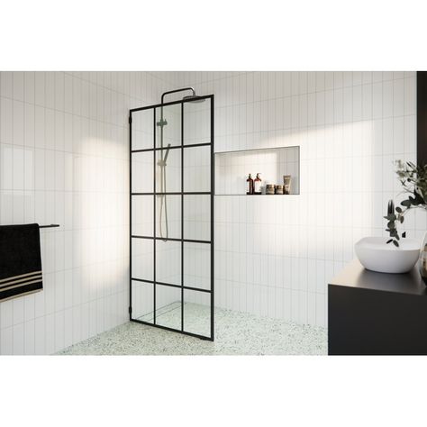 Glass Warehouse French Monture Noir 36'' - W x 78'' H Frameless Fixed Glass Panel with Clear Glass & Reviews | Wayfair Cleaning Shower Glass, Frameless Hinged Shower Door, Glass Shower Panels, Framed Shower Door, Bathroom Wall Storage, Frameless Shower Door, Bathtub Doors, Shower Panel, Tub Doors