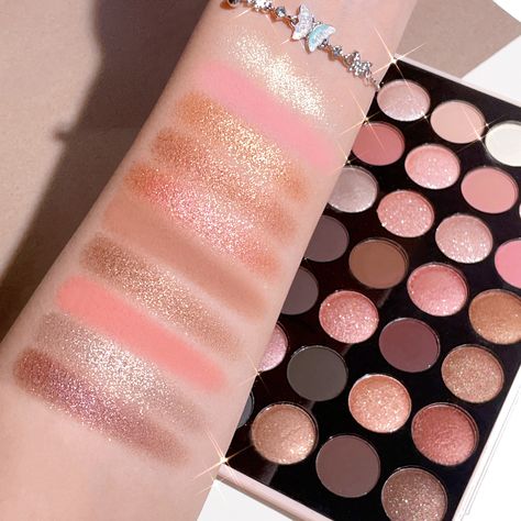 Peach Eyeshadow, Nude Eyeshadow, Glitter Eyeshadow, Sweat Proof, Eyeshadow Palette, Eye Makeup, Multi Color, Tray, Makeup