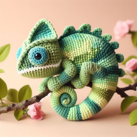 Crochet Chameleon Pattern Free, Chameleon Crochet Pattern, Chameleon Crochet, Crochet Chameleon, Veiled Chameleon, Doll Amigurumi Free Pattern, February Baby, Knitting Hacks, Crochet Animals Free Patterns