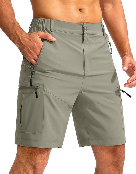 Men's Hiking Cargo Shorts 9" Lightweight Outdoor Work Shorts for Men Travel Golf Camping Casual with 5 Zipper Pockets Golf Joggers, Mens Hiking Shorts, Joggers Men, Mens Hiking, Dad Shorts, Sports Wear Women, Mens Jogger Pants, Running Shorts Men, Hiking Shorts