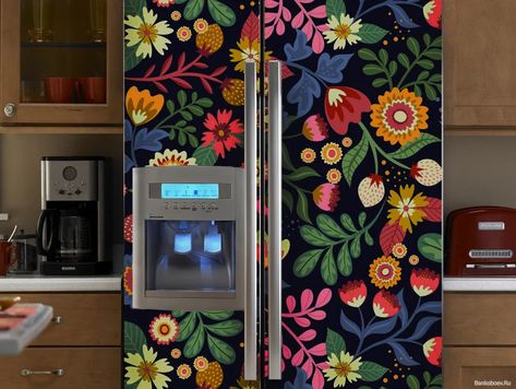 Refrigerator Wrap Side by Side Fridge Wrap Vinyl Fridge | Etsy Ukraine Boho Fridge, Refrigerator Decal, Side By Side Fridge, Refrigerator Wrap, Fridge Makeover, Fridge Wrap, Fridge Decals, Refrigerator Wraps, Entry Room