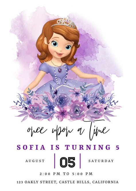 Create the perfect design by customizing easy to use templates in MINUTES! Easily convert your image designs into videos or vice versa! Browse through effective promotional flyers, posters, social media graphics and videos. Download web quality graphics for free! Prices start at $2.99 ONLY. Sophia The First Invitation Template, Sofia The First Invitation Template Free Printable, Princess Sofia Birthday Invitations, Sofia The First Birthday Invitations, Sofia The First Template, Sofia The First Invitation Template, Sofia The First Background, Sophia The First Birthday Party Ideas, Sofia Birthday Invitation