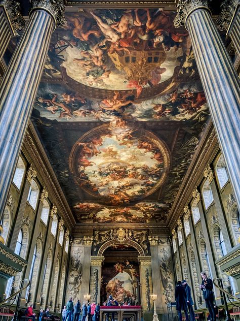 Painted Hall Old Royal Naval College London - The LDN Diaries Old Royal Naval College, University Of Greenwich, Art Buildings, Hotel Secrets, Weekend In London, Greenwich London, Down The River, Best University, Things To Do In London