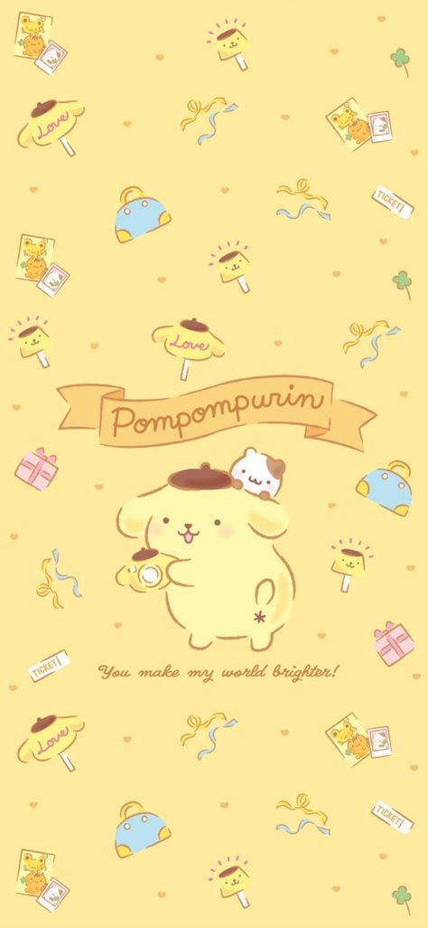 Pompompurin Wallpaper, Kawaii Wallpapers, Iphone Wallpaper Cat, My Melody Wallpaper, Wallpaper Dekstop, Iphone Background Images, Sanrio Wallpaper, Spring Wallpaper, Kitty Wallpaper