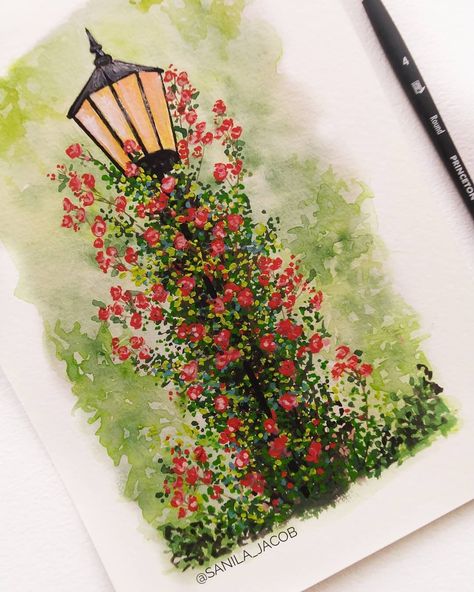 Art Inspo Watercolour, Water Colour Art Aesthetic, Water Colour Bookmarks, Watercolor Art Landscape, Watercolor Paintings Nature, Marjolein Bastin, Beautiful Art Paintings, Diy Watercolor Painting, Gouache Art