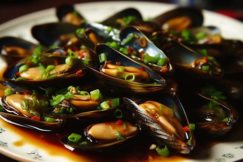 Mussels in Black Bean Sauce is a delicious dish filled with enticing aroma and delightful texture. The simple preparation of steaming mussels with black bean sauce brings out the freshness of the mussels and the aromatic richness of the sauce. Black Mussels Recipes, Chinese Mussels Recipe, Asian Mussels Recipe, Mussels Recipe Without Wine, Mussels In Tomato Sauce, No Shell Mussels Recipe, Asian Mussels, Steamed Mussels And Clams, Spicy Mussels