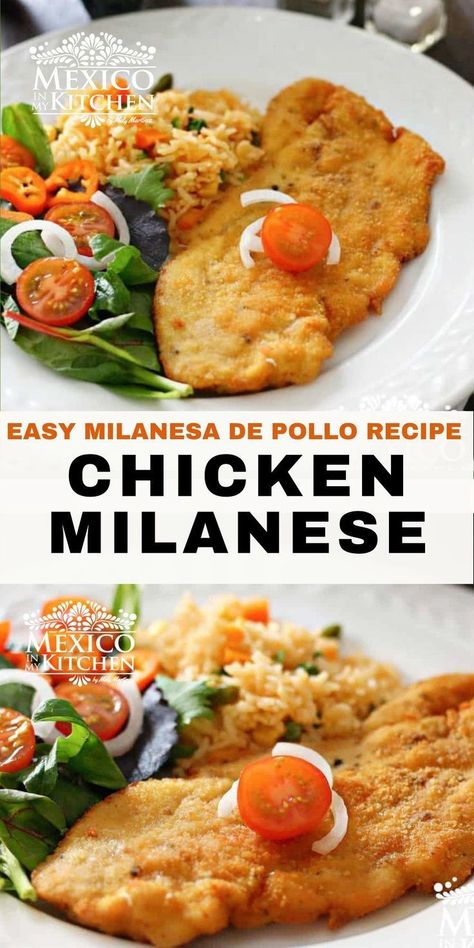 Chicken Milanese Recipe, Mexican Red Rice, Mexican Dinner Ideas, Milanese Recipe, Mexico In My Kitchen, Pollo Recipe, Chicken Milanese, Real Mexican Food, Mexican Chicken Recipes