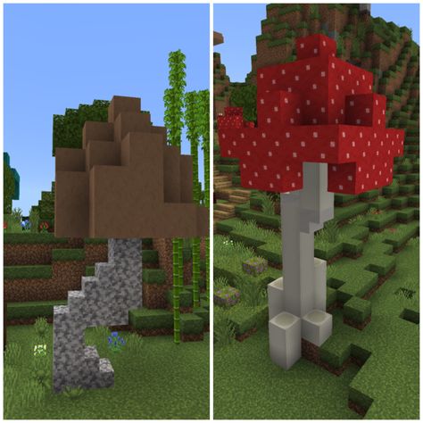 Custom Mushrooms Minecraft, Custom Mushroom Minecraft, Minecraft Mushroom Forest, Minecraft Mushroom Builds, Mushroom Cave, Minecraft Plants, Decor Minecraft, Mushroom Village, Minecraft Idea