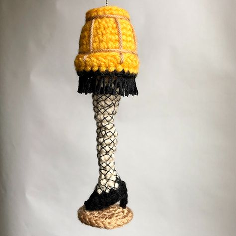 Crochet Funny Projects, A Christmas Story Crochet, A Christmas Story Crochet Patterns, Christmas Story Leg Lamp Tattoo, Christmas Story Leg Lamp Painting, Diy Leg Lamp A Christmas Story, Christmas Light Bulb Crochet Pattern, Movie Crochet, A Christmas Story Movie