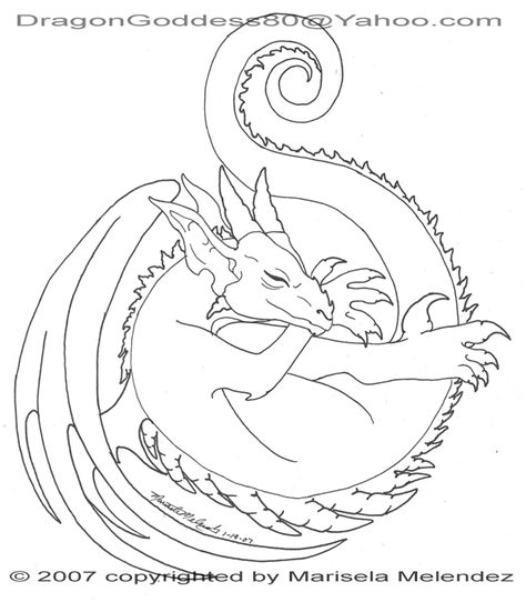 Curled Up Dragon Tattoo, Dragon Curled Up, Sleeping Dragon Tattoo, Dragon Hand Tattoo, Cute Dragon Tattoo, Sleeping Dragon, Dragon Coloring, Dragon Cat, Mythical Beasts