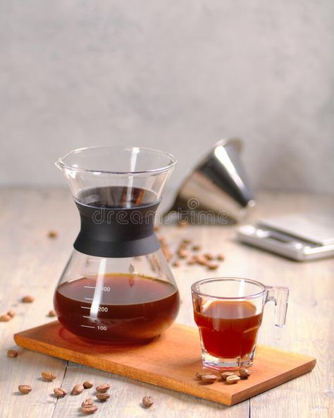 Photo about V60 pour over coffee with Indonesian origin coffee bean. Manual method need more time to make but gives a better taste. Image of coffee, gives, person - 185764683 Manual Brew, Coffee Stock, Coffee Images, Pour Over Coffee, Quality Pictures, Coffee Bean, V60 Coffee, Coffee Brewing, Coffee Beans