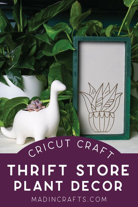 #ad Create artwork for your home that is perfectly customized to your personal style! I refashioned some cheap thrift store pieces into beautiful plant decor! #cricut #cricutmade Plant Decor Diy, Christmas Plant, Plant Care Guide, Christmas Plants, Plant Projects, Cricut Free, Craft Sale, Craft Tutorials, Plant Decor