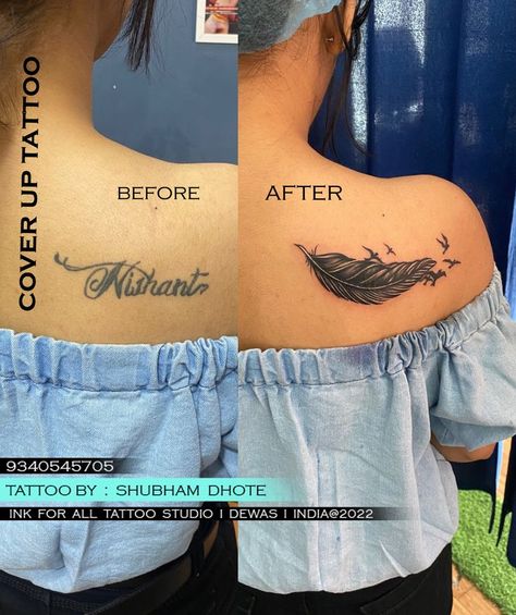 Cover Up Name Tattoos, Perspective Tattoos, Best Cover Up Tattoos, Unique Small Tattoo, Meaningful Tattoo Quotes, Small Rose Tattoo, Clever Tattoos, Alien Tattoo, Pretty Tattoos For Women